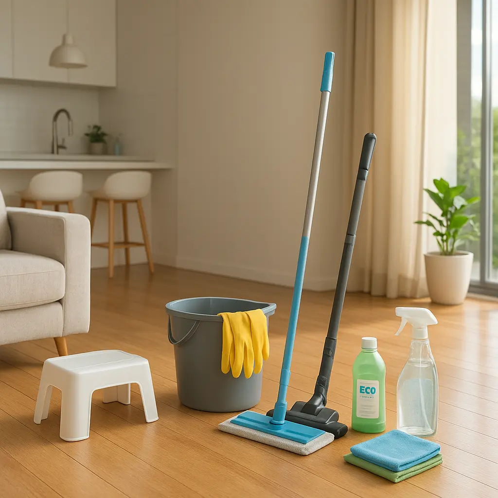 Helle Wohnung wird gereinigt